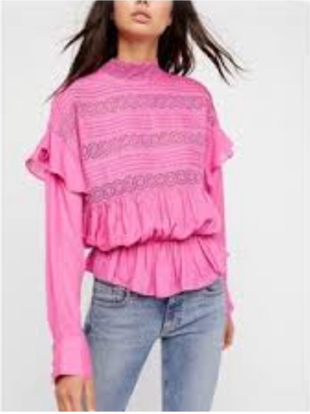 Free People Blouse with crochet panels
